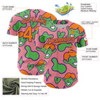 Custom Medium Pink Bay Orange-Purple 3D Pattern Design Funny Cartoon Kid Authentic Baseball Jersey