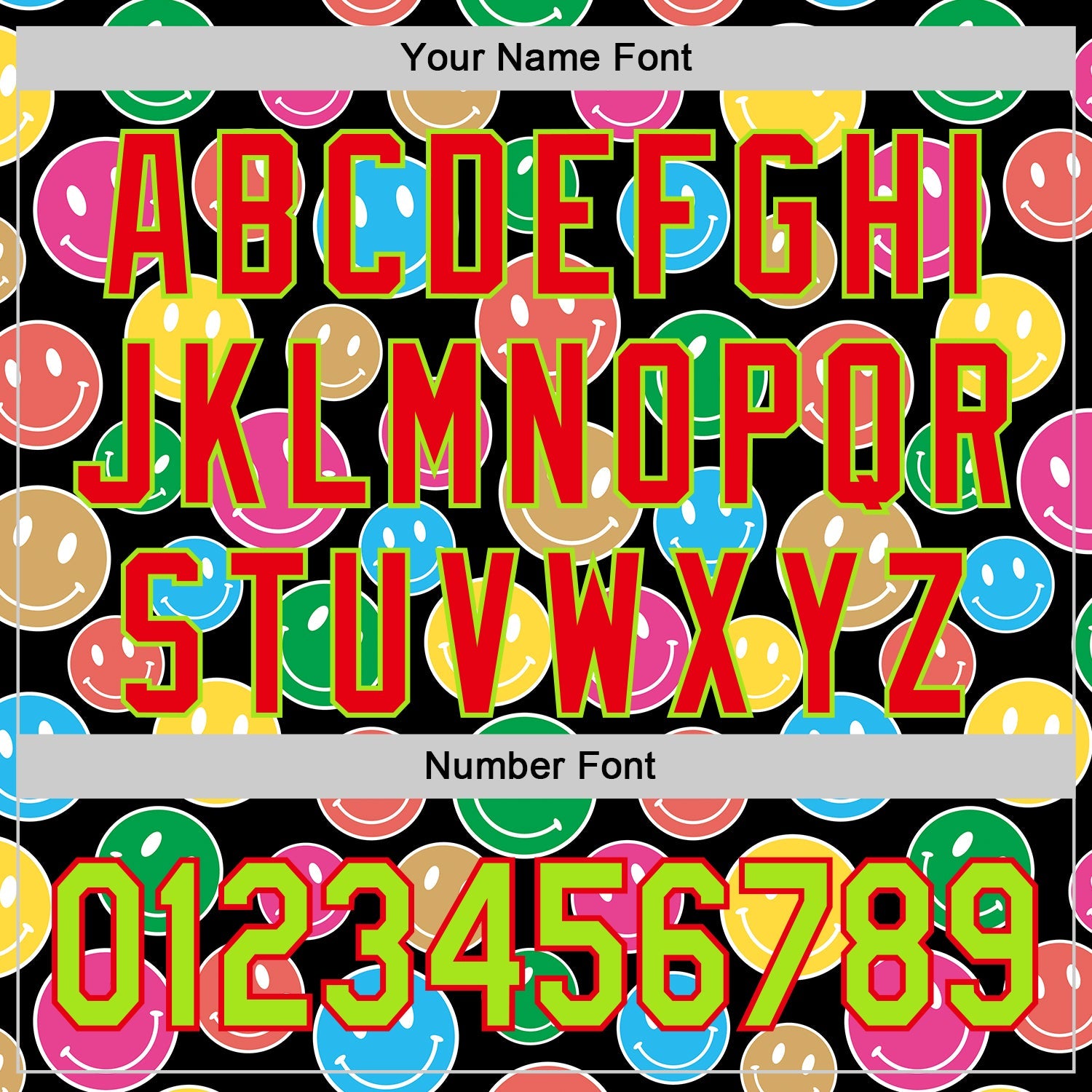 Custom Black Neon Green-Fire Red 3D Pattern Design Funny Cartoon Emoji Smile Face Authentic Baseball Jersey