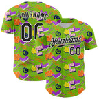 Custom Neon Green Black-White 3D Pattern Design Funny Cartoon Cloud Rain Authentic Baseball Jersey