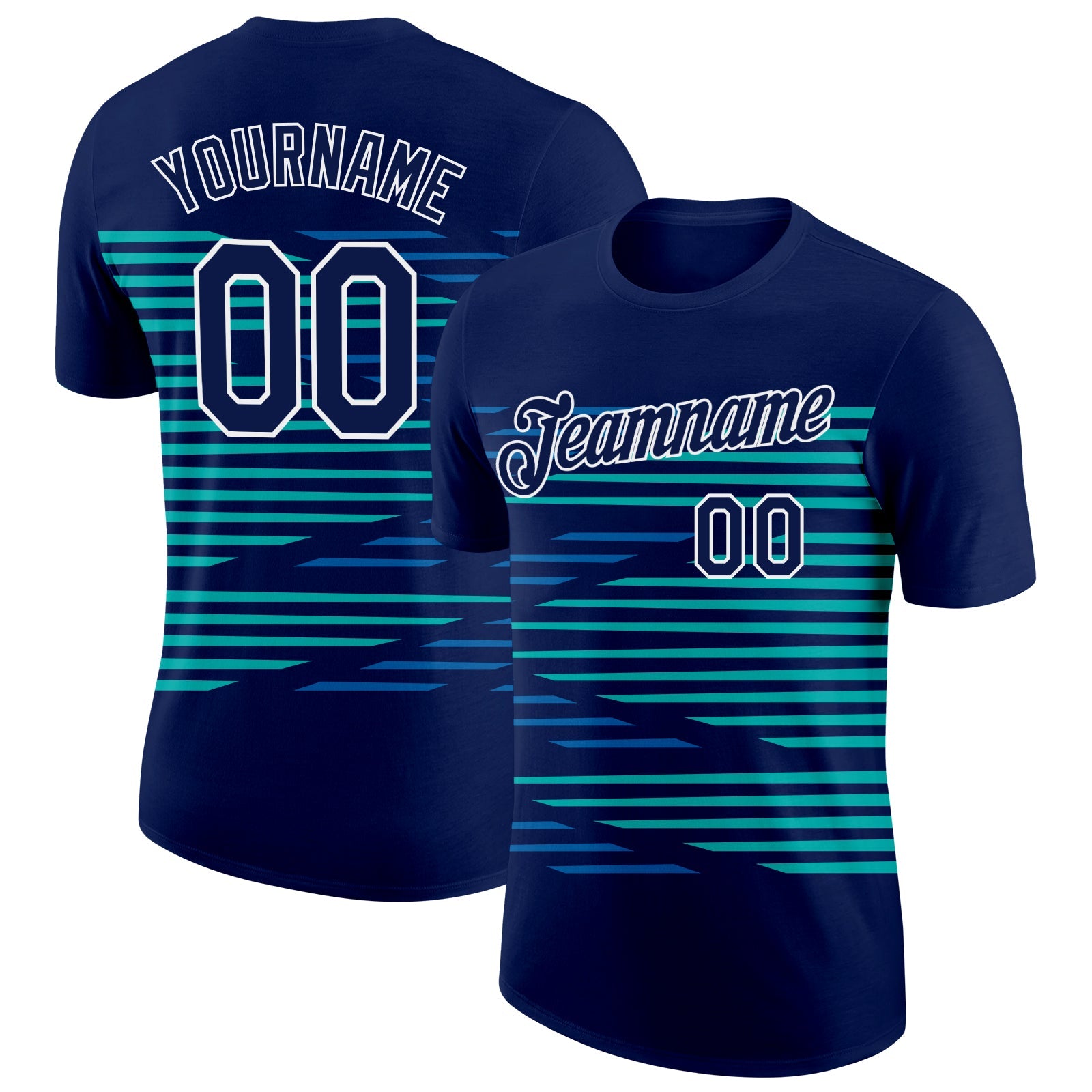 Custom Navy Blue-Aqua 3D Esports Performance T-Shirt