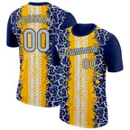 Custom Navy Light Gray Gold-Black 3D Esports Performance T-Shirt