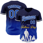 Custom Navy Thunder Blue-White 3D Pattern Design Father's Day Family Love Fade Authentic Baseball Jersey