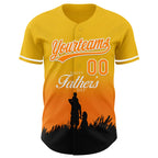 Custom Yellow Bay Orange-White 3D Pattern Design Father's Day Family Love Fade Authentic Baseball Jersey