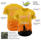 Custom Yellow Bay Orange-White 3D Pattern Design Father's Day Family Love Fade Authentic Baseball Jersey