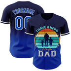Custom Navy Thunder Blue-White 3D Pattern Design Father's Day Family Love Fade Authentic Baseball Jersey