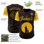 Custom Brown Yellow 3D Pattern Design Father's Day Family Love Authentic Baseball Jersey