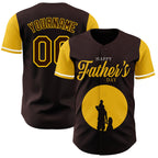 Custom Brown Yellow 3D Pattern Design Father's Day Family Love Authentic Baseball Jersey