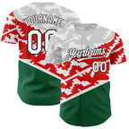 Custom White Red Kelly Green-Black 3D Mexico Authentic Baseball Jersey