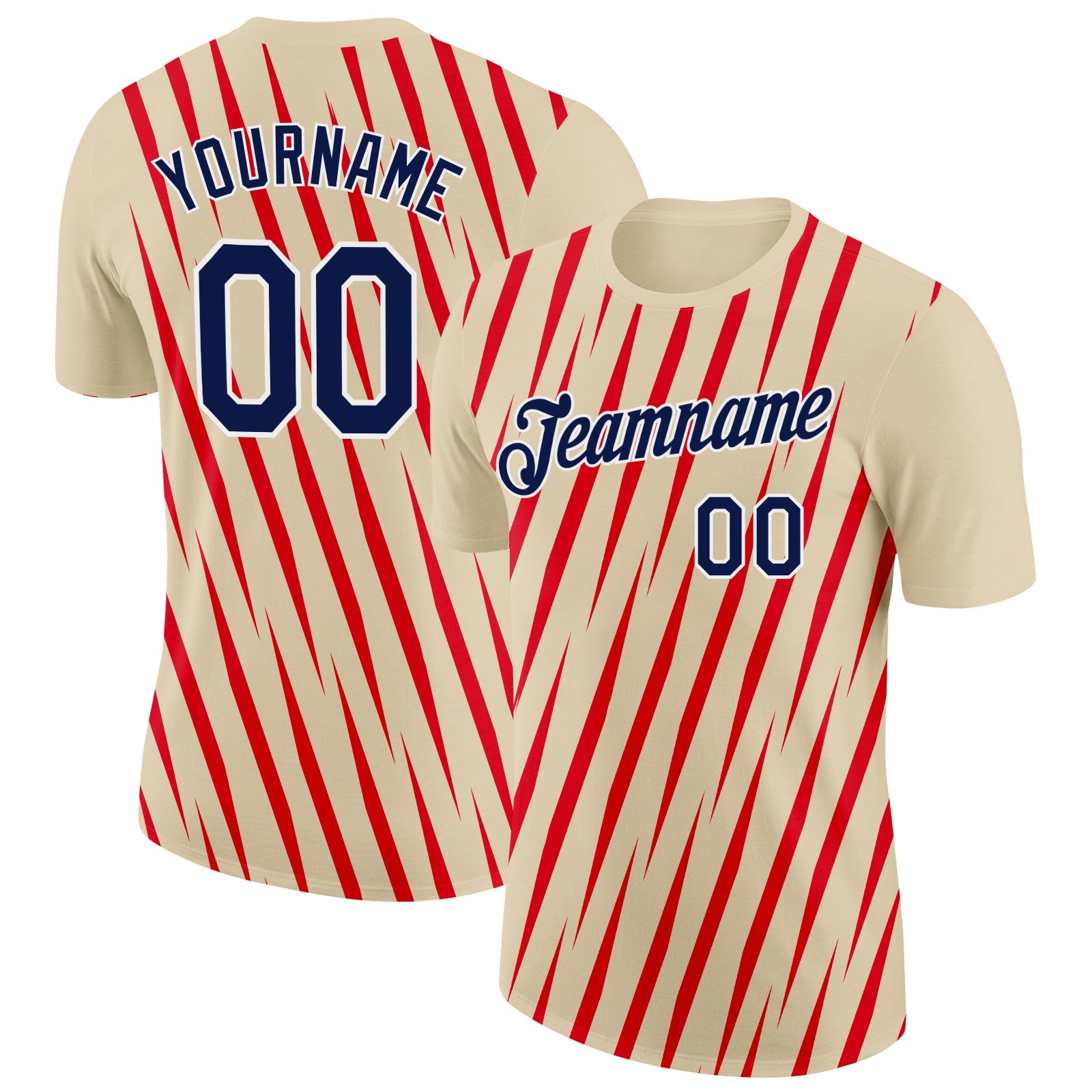 Custom Cream Navy-Fire Red 3D Esports Performance T-Shirt