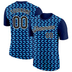 Custom Navy Black-Sky Blue 3D Esports Performance T-Shirt