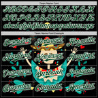 Custom Black Green-White 3D Mexican Festival Flower Skull With Sombrero Cinco de Mayo Authentic Baseball Jersey