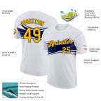 Custom White Gold Navy Gray-Black 3D Esports Performance T-Shirt