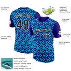 Custom Dark Purple Black-Lakes Blue 3D Esports Performance T-Shirt