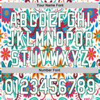 Custom White Kelly Green 3D Mexican Festival Flower Cinco de Mayo Authentic Baseball Jersey