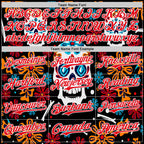 Custom Kelly Green Fire Red-White 3D Mexican Festival Flower And Skull Cinco de Mayo Authentic Baseball Jersey