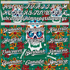 Custom Kelly Green White-Black 3D Mexican Festival Flower And Skull Cinco de Mayo Authentic Baseball Jersey