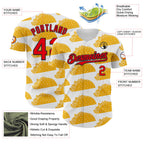 Custom White Fire Red-Black 3D Mexican Festival Nachos And Tacos Cinco de Mayo Authentic Baseball Jersey