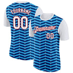 Custom White Sky Blue US Navy Blue-Red 3D Esports Performance T-Shirt