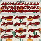 Custom Cream Red-Black 3D Mexican Festival Cactus And Sombrero Cinco de Mayo Authentic Baseball Jersey