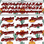 Custom White Red-Black 3D Mexican Festival Cactus And Sombrero Cinco de Mayo Authentic Baseball Jersey