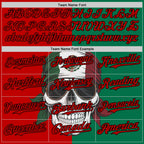 Custom Green Red-Black 3D Mexican Flag Skull Authentic Baseball Jersey