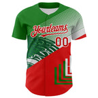 Custom Green Red-White 3D Mexico Authentic Baseball Jersey