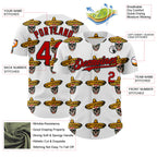 Custom White Red-Black 3D Mexican Festival Skull With Sombrero Cinco de Mayo Authentic Baseball Jersey