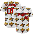 Custom White Red-Black 3D Mexican Festival Skull With Sombrero Cinco de Mayo Authentic Baseball Jersey