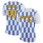 Custom White Gold Thunder Blue-Black 3D Esports Performance T-Shirt