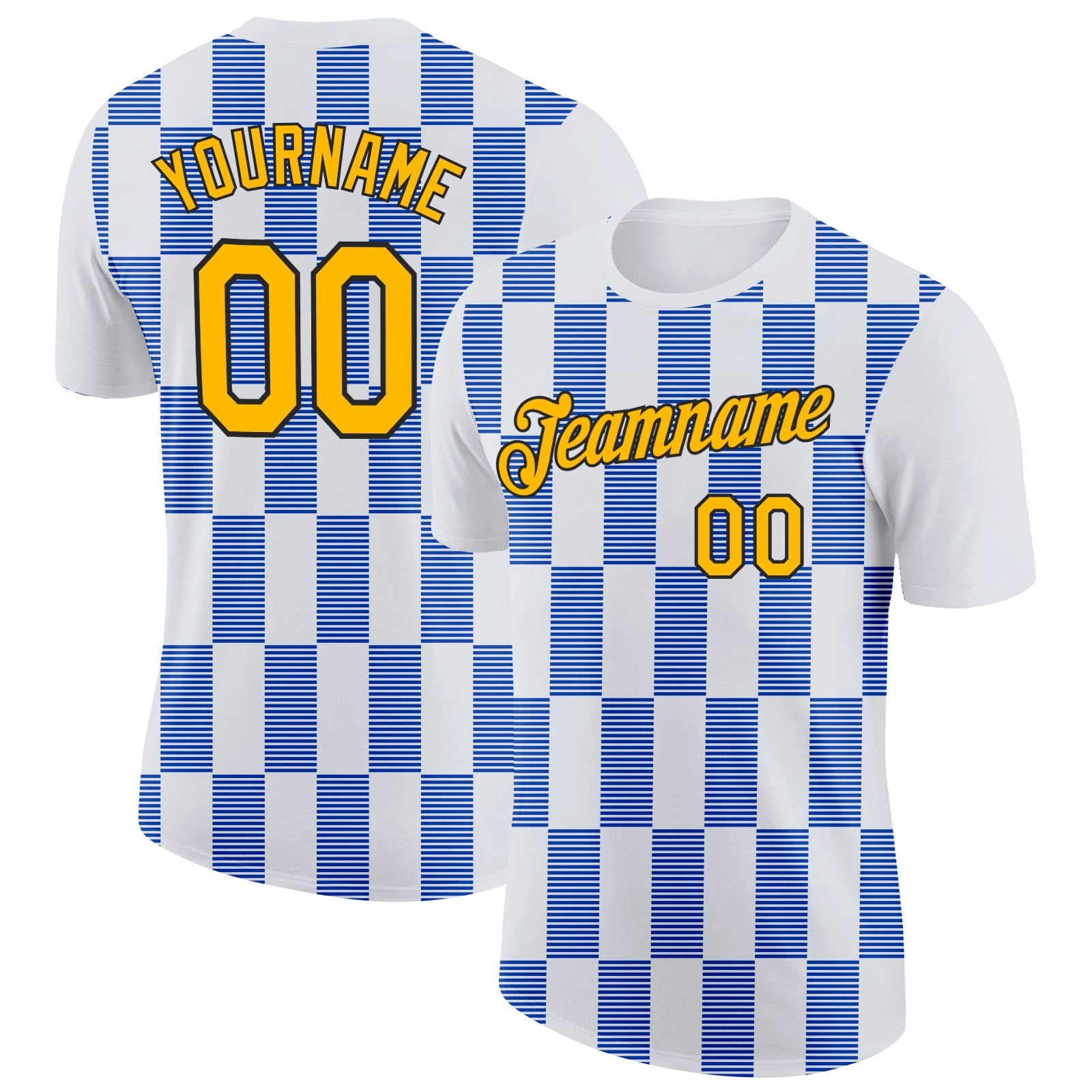 Custom White Gold Thunder Blue-Black 3D Esports Performance T-Shirt