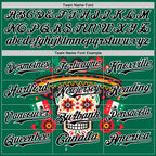 Custom Kelly Green Black-White 3D Mexican Festival Flag Skull With Sombrero Cinco de Mayo Authentic Baseball Jersey
