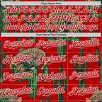 Custom Red White 3D Mexican Cactus Authentic Baseball Jersey