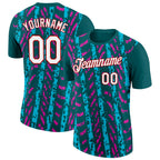 Custom Midnight Green Lakes Blue Deep Pink-Red 3D Esports Performance T-Shirt