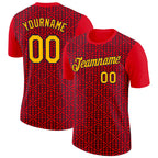 Custom Fire Red Gold Black-Navy 3D Esports Performance T-Shirt