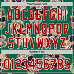 Custom Kelly Green Red-White 3D Mexican Skull Authentic Baseball Jersey