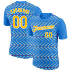 Custom Powder Blue Gold Cream Red-White 3D Esports Performance T-Shirt