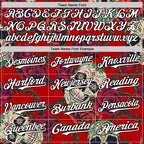 Custom Red White-Black 3D Mexican Skull And Flower Authentic Baseball Jersey