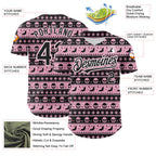 Custom Black Light Pink-White 3D Gothic Skull Authentic Baseball Jersey