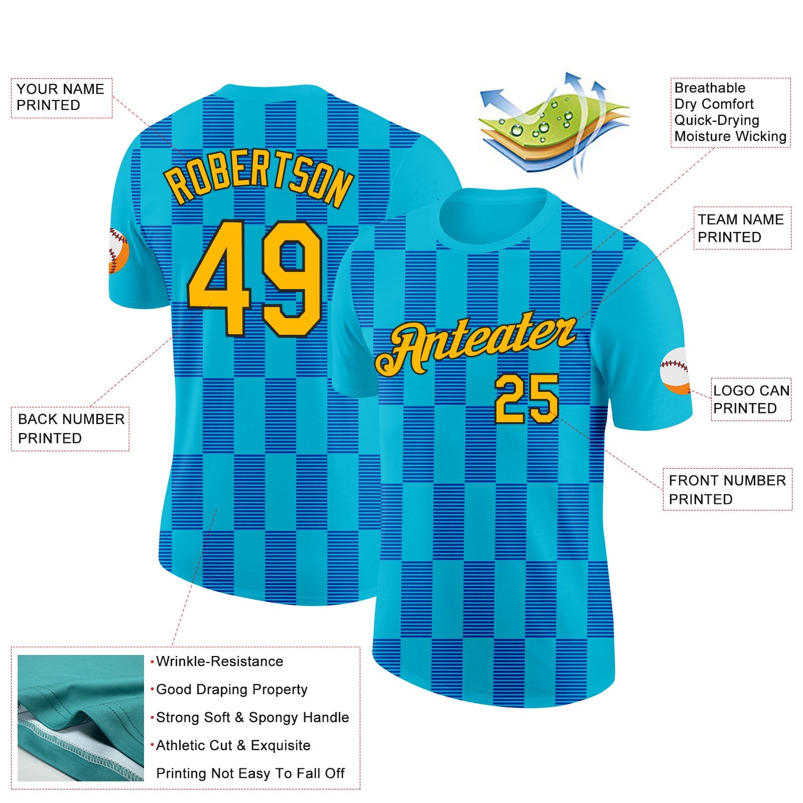 Custom Lakes Blue Gold Thunder Blue-Black 3D Esports Performance T-Shirt