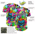 Custom Black White 3D Graffiti Skull Authentic Baseball Jersey