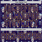 Custom Blue Dark Purple-Gold 3D Apache Skull Authentic Baseball Jersey