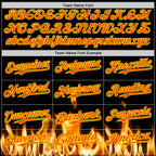 Custom Black Orange-Light Yellow 3D Flame? Skull Authentic Baseball Jersey