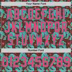 Custom Brown Neon Pink-Aqua 3D Zombie Skull Authentic Baseball Jersey