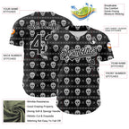 Custom Black White 3D Gothic Skull Authentic Baseball Jersey