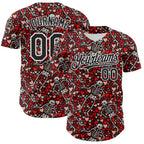 Custom Black White 3D Skeleton And Heart Authentic Baseball Jersey