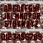 Custom Black Red 3D Skeleton And Flower Authentic Baseball Jersey