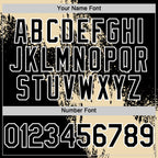 Custom Cream Black-White 3D Pattern Design Abstract Brush Stroke Authentic Baseball Jersey