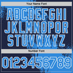 Custom Electric Blue Navy-White 3D Pattern Design Abstract Brush Stroke Authentic Baseball Jersey