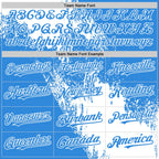 Custom White Electric Blue 3D Pattern Design Abstract Brush Stroke Authentic Baseball Jersey