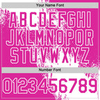 Custom White Deep Pink 3D Pattern Design Abstract Brush Stroke Authentic Baseball Jersey